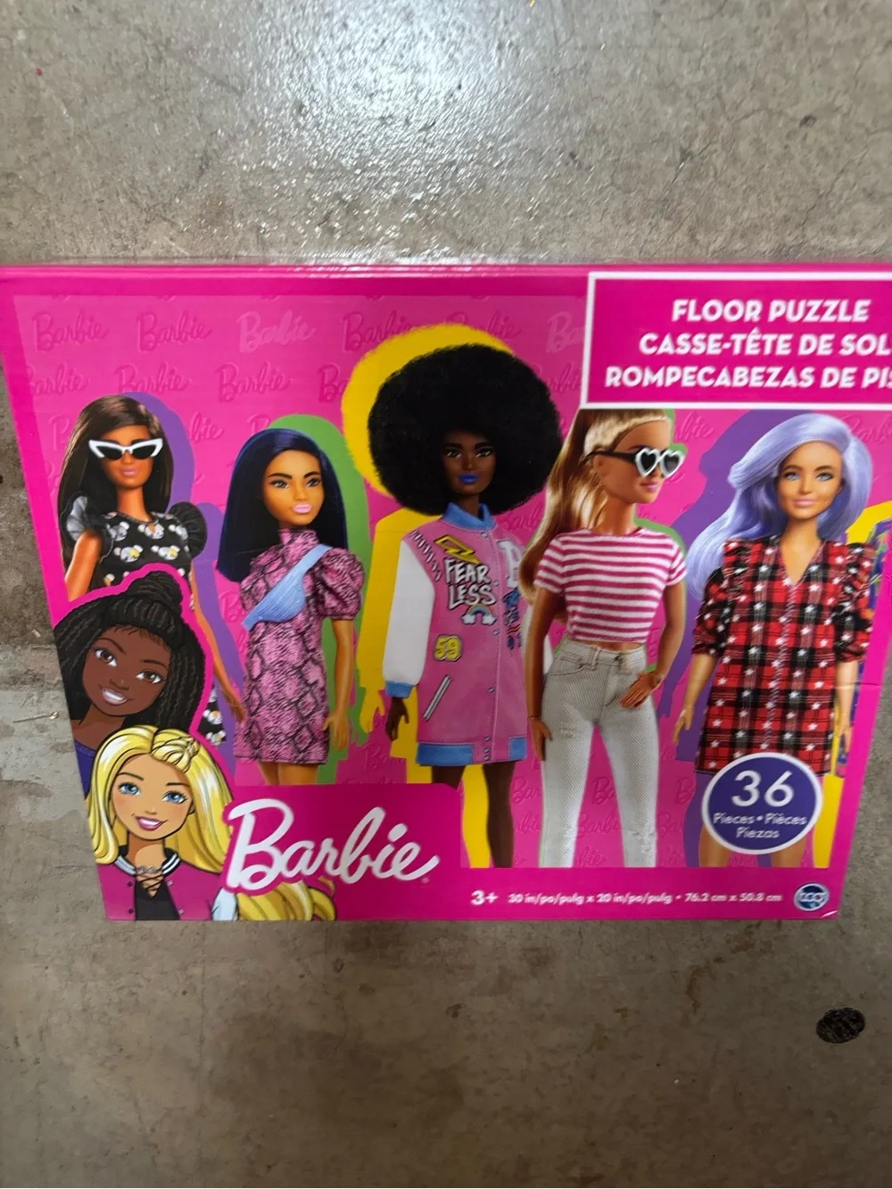 Barbie Pink Multicolor Dolls Floor Puzzle - Bright Fashion Characters